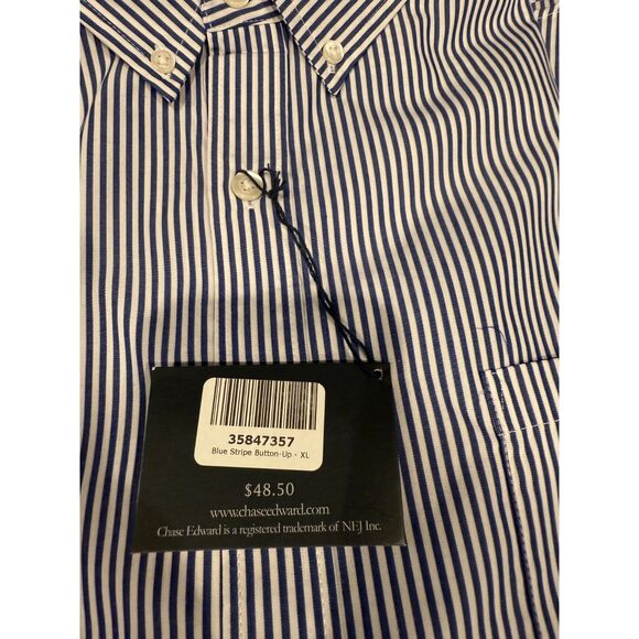 Chase Edward Golf Stripe Blue White Button Down Long Sleeve Men Shirt XL NWT - Picture 7 of 7